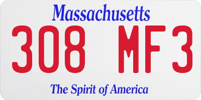 MA license plate 308MF3
