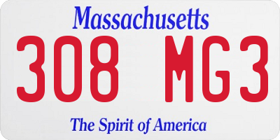 MA license plate 308MG3