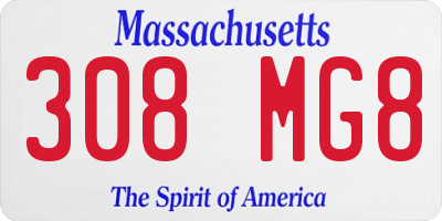 MA license plate 308MG8