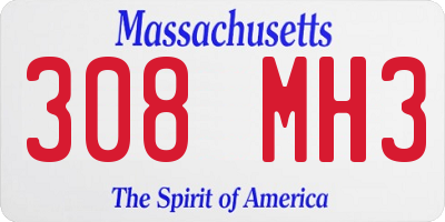 MA license plate 308MH3