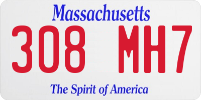 MA license plate 308MH7