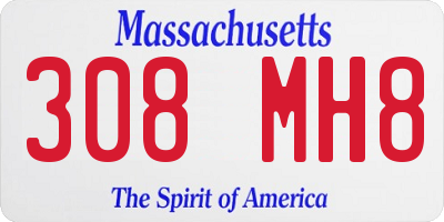 MA license plate 308MH8