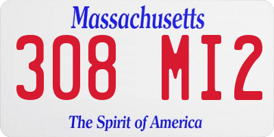 MA license plate 308MI2