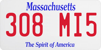 MA license plate 308MI5