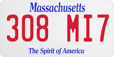 MA license plate 308MI7