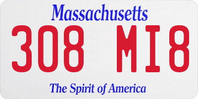 MA license plate 308MI8