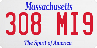MA license plate 308MI9