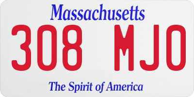 MA license plate 308MJ0