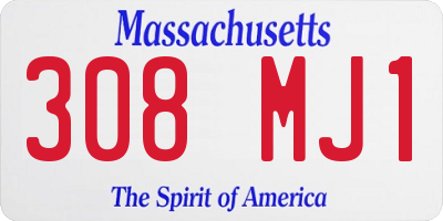 MA license plate 308MJ1