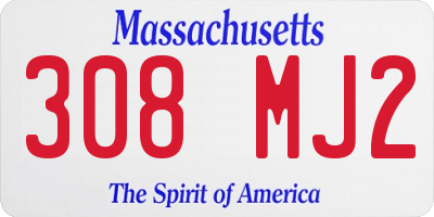 MA license plate 308MJ2