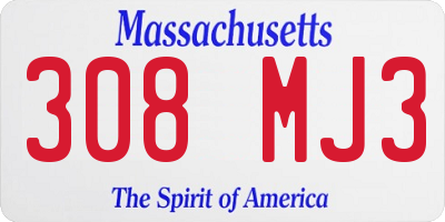 MA license plate 308MJ3