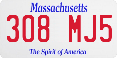 MA license plate 308MJ5