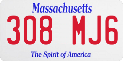 MA license plate 308MJ6