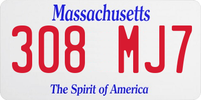 MA license plate 308MJ7