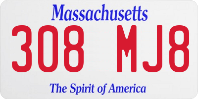 MA license plate 308MJ8