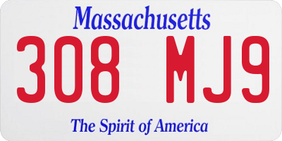 MA license plate 308MJ9