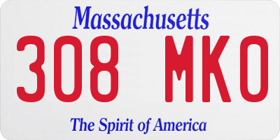 MA license plate 308MK0