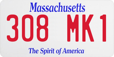 MA license plate 308MK1