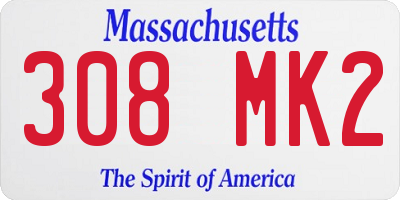 MA license plate 308MK2