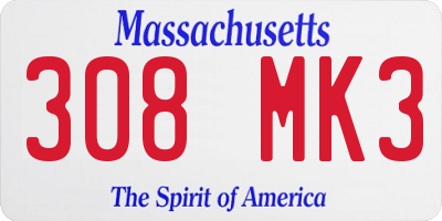 MA license plate 308MK3