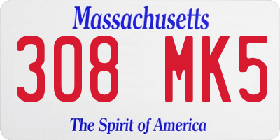 MA license plate 308MK5