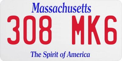 MA license plate 308MK6