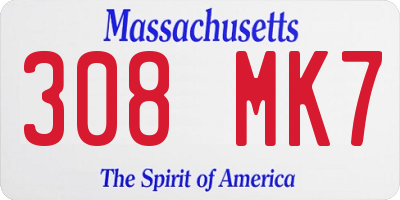 MA license plate 308MK7