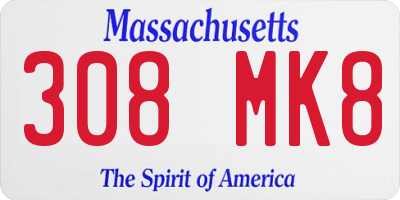 MA license plate 308MK8