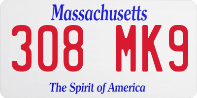 MA license plate 308MK9