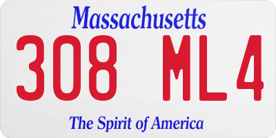 MA license plate 308ML4