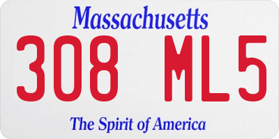 MA license plate 308ML5