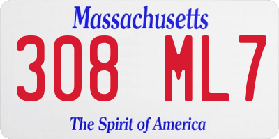 MA license plate 308ML7