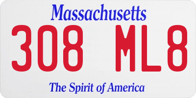 MA license plate 308ML8