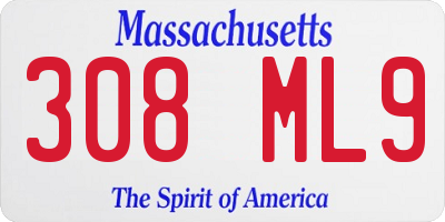MA license plate 308ML9