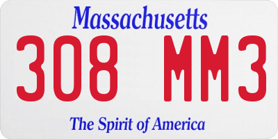 MA license plate 308MM3