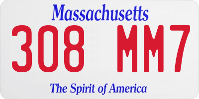 MA license plate 308MM7