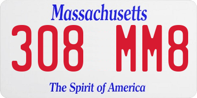 MA license plate 308MM8
