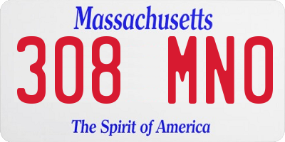 MA license plate 308MN0
