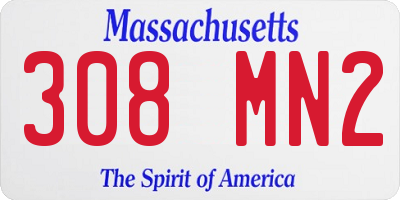 MA license plate 308MN2