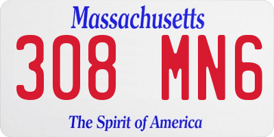 MA license plate 308MN6