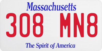 MA license plate 308MN8