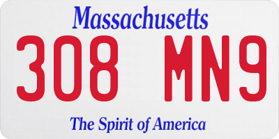 MA license plate 308MN9