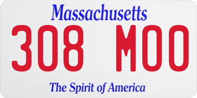 MA license plate 308MO0