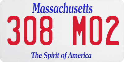 MA license plate 308MO2