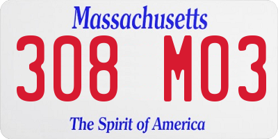 MA license plate 308MO3