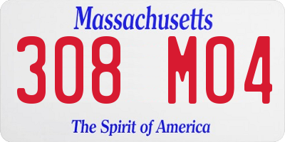 MA license plate 308MO4