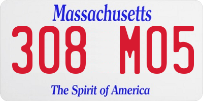 MA license plate 308MO5