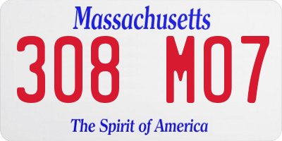 MA license plate 308MO7