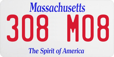MA license plate 308MO8