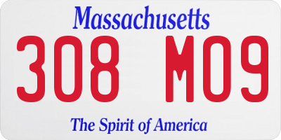 MA license plate 308MO9